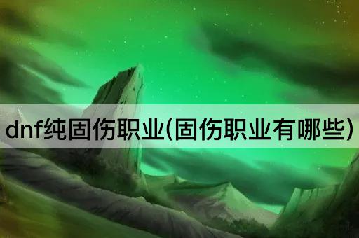 dnf纯固伤职业(固伤职业有哪些)